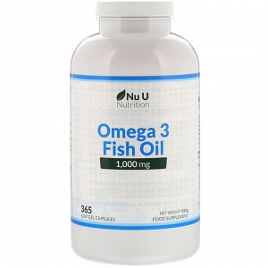 Nu U Nutrition, Omega 3 Fish Oil, 1,000 mg, 365 Softgel Capsules