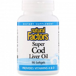 Natural Factors, Супер масло печени трески, 90 капсул