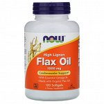 Now Foods, High Lignan Flax Oil, 1000 мг, 120 мягких желатиновых капсул