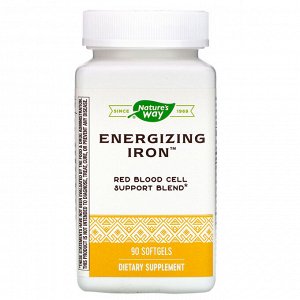 Nature&#039;s Way, Energizing Iron, формула с двойным железом, 90 мягких желатиновых капсул