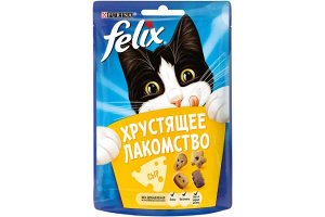 Purina Felix хрустящее лакомство для взрослых кошек с сыром, 20г