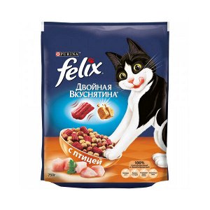 Felix сухой корм для кошек Двойная вкуснятина с птицей 750гр