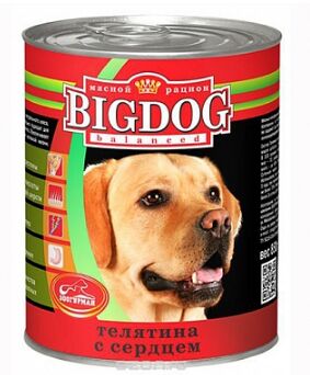 Зоогурман Big Dog влажный корм для собак Телятина с сердцем 850гр консервы