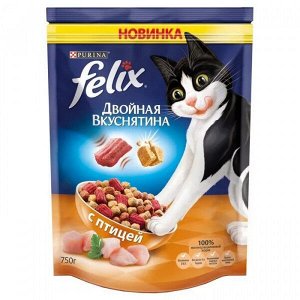 Felix сухой корм для кошек Двойная вкуснятина с птицей 1,5кг