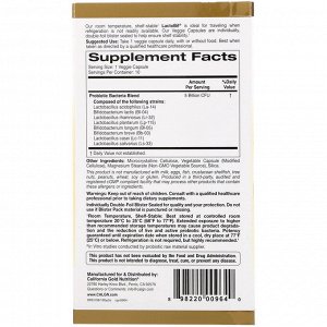 California Gold Nutrition, LactoBif, пробиотики, 5 млрд КОЕ, 10 растительных капсул