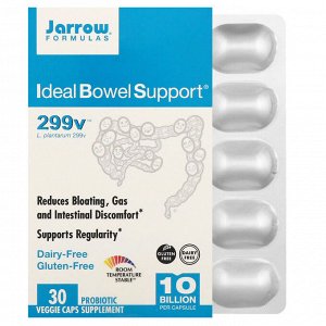 Jarrow Formulas, Ideal Bowel Support, 299v, 10 млрд клеток, 30 растительных капсул