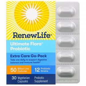 Renew Life, Пробиотики Ultimate Flora максимального действия, 50 млрд живых культур, 30 вегетарианских капсул