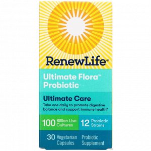 Renew Life, Ultimate Care, Ultimate Flora Probiotic, 100 Billion Live Cultures, 30 Vegetarian Capsules