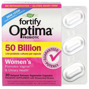 Nature&#x27 - s Way, Пробиотик Fortify Optima, для женщин, 50 миллиардов, 30 вегетарианских капсул с отсроченным высвобождением