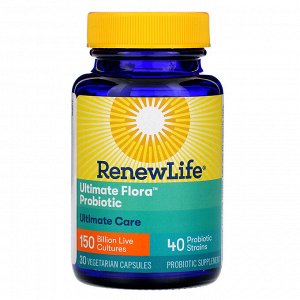 Renew Life, Максимальное действие, пробиотик Ultimate Flora, 150 млрд живых культур, 30 вегетарианских капсул