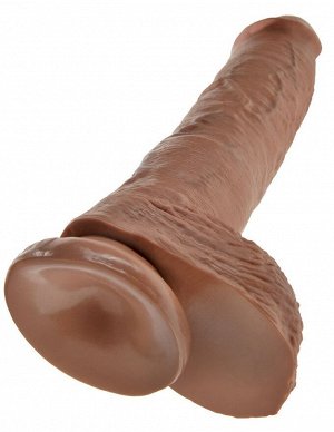 Фаллоимитатор-мулат с мошонкой 10" Cock with Balls на присоске - 25,4 см.