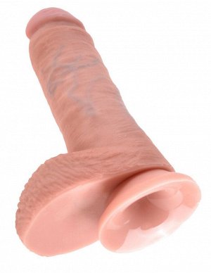Телесный фаллоимитатор 8" Cock with Balls - 21,3 см.