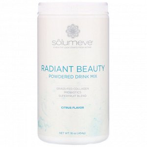 Solumeve, Radiant Beauty, порошковая смесь для напитков с экологически чистым коллагеном, пробиотиками и суперфруктами, цитрусовые, 454 г (16 унций)