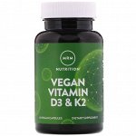 MRM, веганские витамины D3 и К2, 60 растительных капсул
