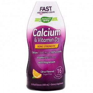 Nature&#x27 - s Way, Calcium & Vitamin D3, Citrus Flavored, 16 fl oz (480 ml)