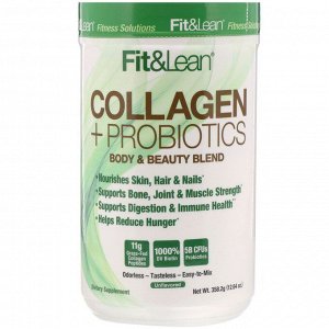 Fit & Lean, Коллагена и пробиотик, без вкусовых добавок, 358,2 г (12,64 унции)