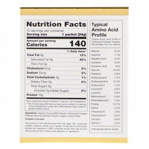 California Gold Nutrition, Superfoods, кокосовые сливки с коллагеном, без подсластителей, 12 пакетиков, 24 г (0,85 унции) каждый