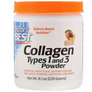 Doctor&#x27 - s Best, Collagen Types 1 and 3 Powder, Peach Flavored, 8.1 oz (228 g)