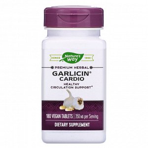 Nature&#x27 - s Way, Garlicin Cardio, 350 mg, 180 Vegan Tablets