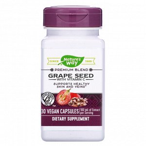 Nature&#x27 - s Way, Grape Seed with Vitamin C, 100 mg, 30 Vegan Capsules