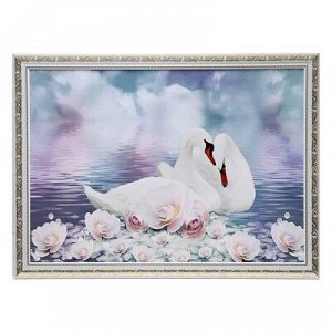 Картина "Лебеди в цветах" 56*76 см
