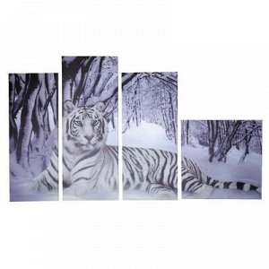Модульная картина на подрамнике "Белый тигр на снегу" 150х90 см (30х80; 35х80; 35х90; 50х50)
