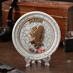 Тарелка сувенирная "Орёл", керамика, гипс, минералы, d=11 см