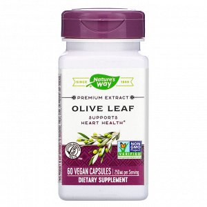 Nature&#x27 - s Way, Premium Extract, Olive Leaf, 250 mg, 60 Vegan Capsules