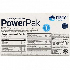 Trace Minerals Research, PowerPak,электролит для повышения выносливости, со вкусом апельсина, 30 пакетиков по 4,8 г (0,17 унции)