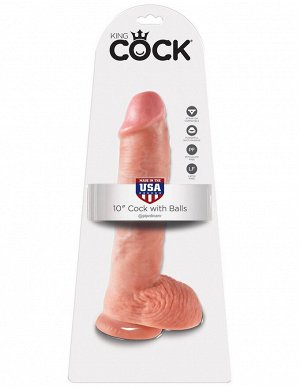Большой фаллоимитатор с мошонкой 10" Cock with Balls на присоске - 25,4 см.