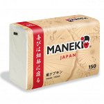 Салфетки бумажные &quot;Maneki&quot; KABI, 2 слоя, белые, 150 шт./упаковка