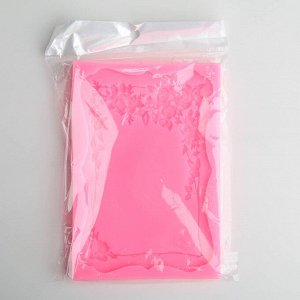 Молд силиконовый «Рамка с розами», 15,5x10,5 см, цвет розовый