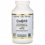 California Gold Nutrition, Коэнзим Q10 фармацевтической чистоты (ФСША) с Bioperine, 200 мг, 360 растительных капсул
