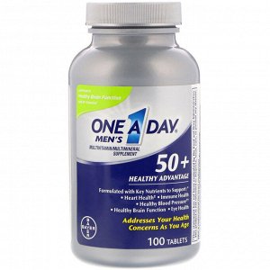 One-A-Day, Men&#x27 - s 50+, Healthy Advantage, мультивитаминная/мультиминеральная добавка, 100 таблеток