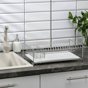 Сушилка для посуды с поддоном, 40*23*15 см, цвет хром