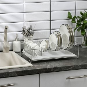 Сушилка для посуды с поддоном, 40*23*15 см, цвет хром