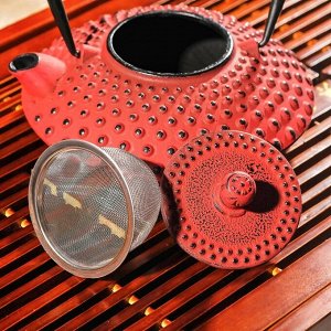 Чайник с ситом 500 мл "Марокко", цвет красный, с эмалированным покрытием внутри