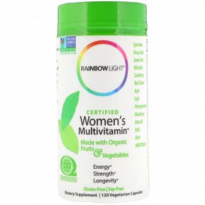 Rainbow Light, Сертифицированный Women&#x27 - s Multivitamin, 120 вегетарианских капсул