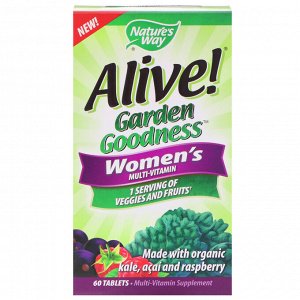 Nature&#x27 - s Way, Alive! Garden Goodness, мультивитамин для женщин, 60 таблеток