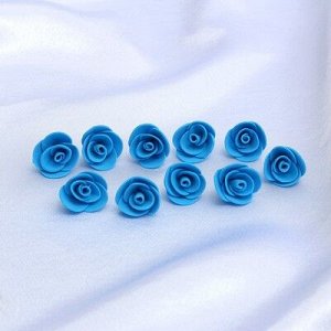 Набор цветов для декора "Роза", из фоамирана, D=2 см, 10 шт, синий