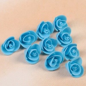 Набор цветов для декора из фоамирана, D=2 см, 10 шт, голубой