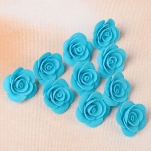 Набор цветов для декора из фоамирана, D=3 см, 10 шт, голубой