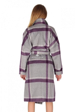 Женское осеннее весеннее пальто фиолетового цвета 16304F
