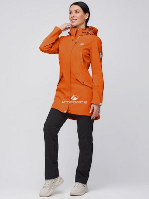 Женский осенний весенний костюм спортивный softshell оранжевого цвета 02026O