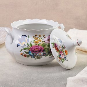 Набор для пельменей «Букет цветов», 7 предметов: ваза для супа 3 л, 6 мисок 600 мл