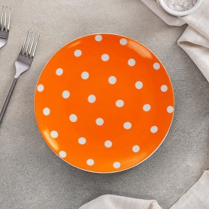Тарелка мелкая «Горошек на оранжевом фоне», d=20 см
