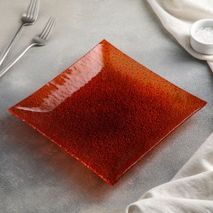 Тарелка квадратная 22,5 см, цвет оранжевый