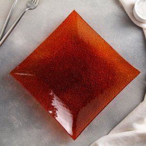 Тарелка квадратная, 22,5x22,5 см, цвет оранжевый