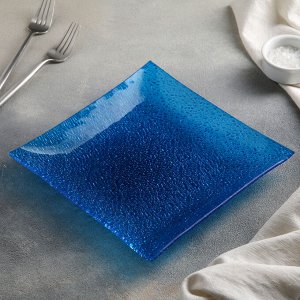 Тарелка квадратная 22,5 см, цвет синий