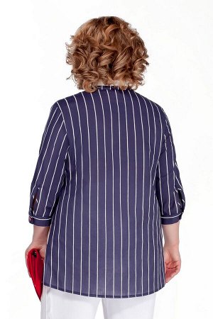 Рубашка Рубашка Pretty 1087 синий 
Состав ткани: Хлопок-100%;

Рубашка расширенного силуэта с ассиметричным низом, выполнена из хлопка с дизайном. В качестве отделки однотонный хлопок. Застежка рубаш